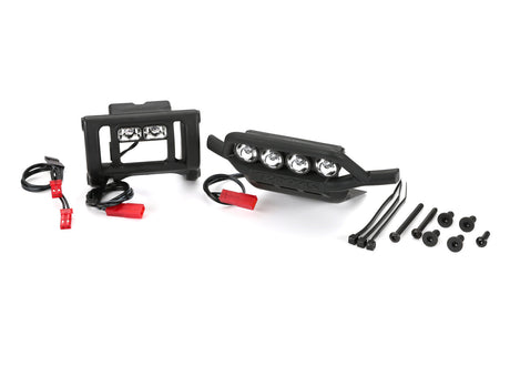Traxxas LED light set with hardware for RC cars, featuring multiple LED strips and mounting components for enhanced visibility.
