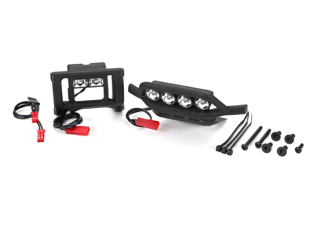 Traxxas LED light set with hardware for RC cars, featuring multiple LED strips and mounting components for enhanced visibility.