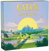 3D image of Catan: New Energies board game by Catan Studio, featuring colorful game pieces and a detailed game board layout.