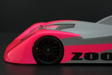 RC body by Phat Bodies, Zoom Speedrun 225mm wheelbase, shown from a side view with detailed design and aerodynamic shape.