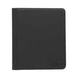 BCW Z-Folio 9-Pocket LX Toploaders binder with transparent plastic pages holding trading cards inside.