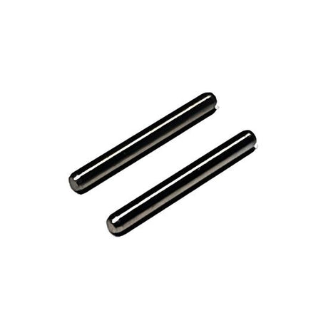 Atomic RC MRX spare arm pins for DWS, two black metal replacement parts for RC car suspension or chassis.