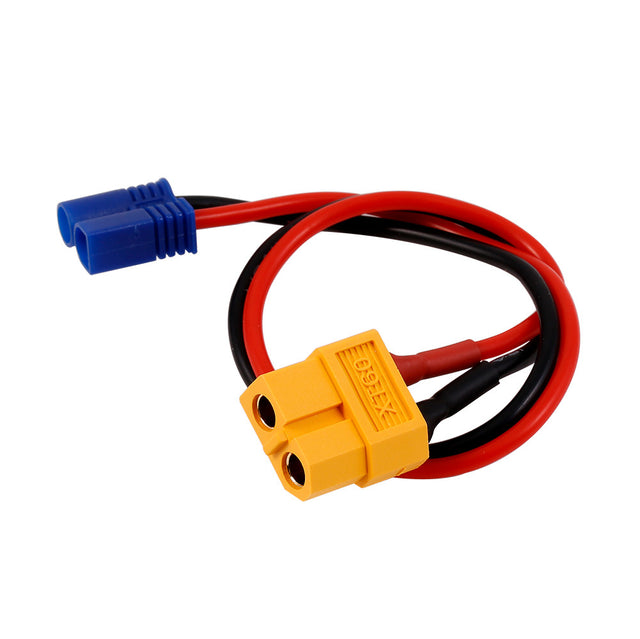 Gens Ace XT60 female to EC2 male adapter for RC batteries and power connections on a white background