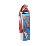 Gens Ace G-Tech 1800mAh 7.4V 45C RC car LiPo battery with black and red connectors, shown in a close-up view