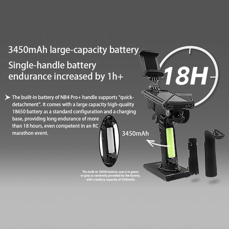 Flysky Noble NB4 Pro+ RC Transmitter with FGr4B and FGr8B receivers, featuring ergonomic controls and LCD display.