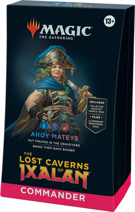 MTG The Lost Caverns of Ixalan Commander Decks by Wizards of the Coast, featuring colorful card artwork and game components.