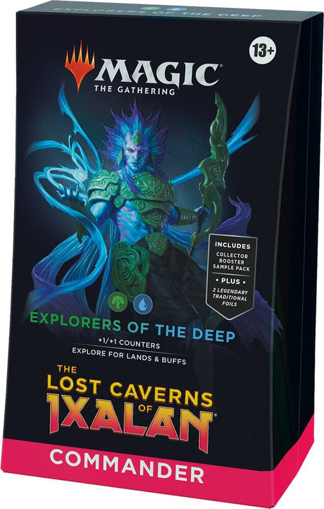 Wizards of the Coast MTG: The Lost Caverns of Ixalan Commander Decks box with artwork and game components displayed.