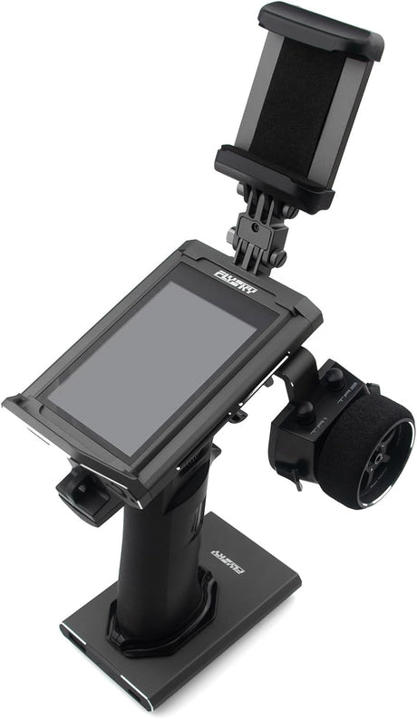 Flysky Noble NB4 Pro+ RC transmitter with FGr4B and FGr8B receivers, featuring multiple control sticks and display screen.