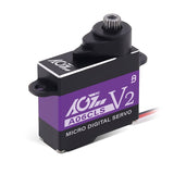 AGF RC A06CLS v2 digital coreless micro servo for RC cars, shown in black with mounting arms and wiring for precise control.