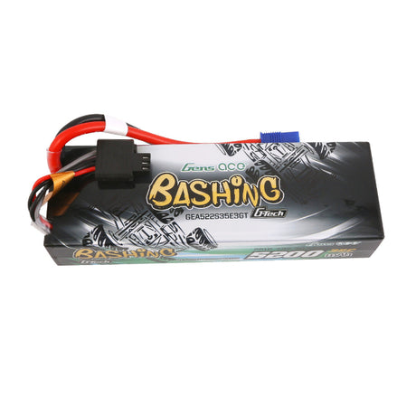 Gens Ace 5200mAh 2S 35C 7.4V G-tech Bashing Series Lipo battery with EC3 connector, shown with label and connectors.