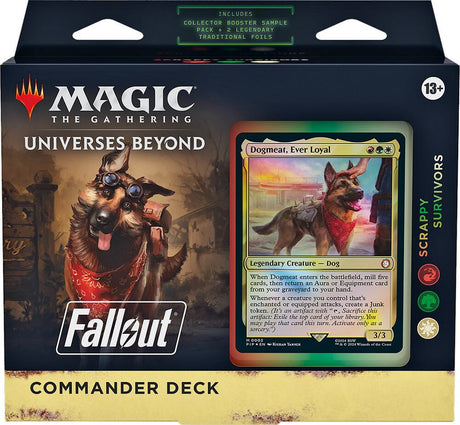 MTG Fallout Commander Deck by Wizards of the Coast featuring colorful game cards and artwork from the card game.