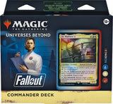 MTG Fallout Commander Deck by Wizards of the Coast featuring colorful cards and game components for strategic card play.