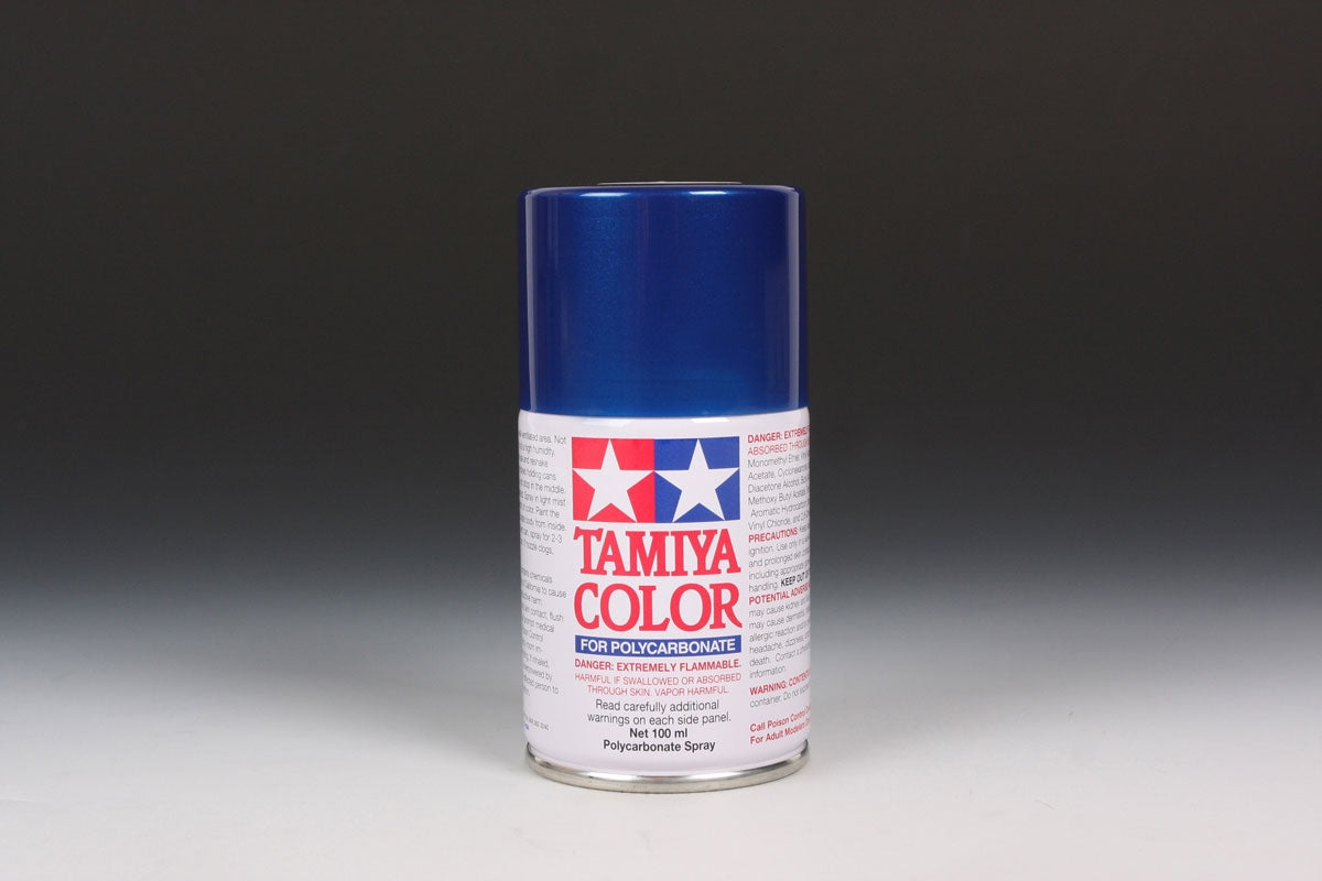 Tamiya PS-59 Dark Metallic Blue spray paint can, 100ml, with metallic blue finish and spray nozzle visible.