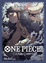 Set of six official Bandai One Piece TCG sleeves featuring colorful character artwork on protective card sleeves.
