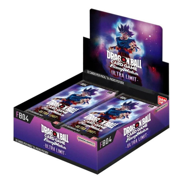 Bandai Dragon Ball Fusion World Ultra Limit Booster Box, collectible card game box featuring Dragon Ball characters and artwork.