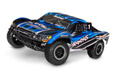 Traxxas Slash 2WD HD RC truck with blue body, showing a three-quarter front view of the durable off-road vehicle.