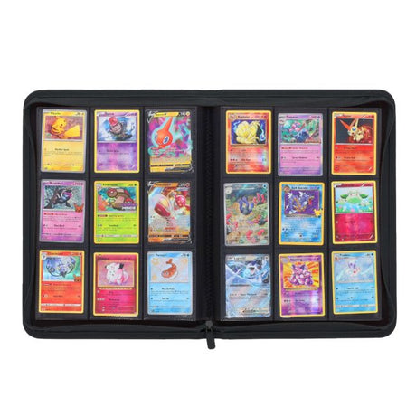 BCW Z-Folio 9-pocket album for storing and displaying trading cards with clear plastic pages and black cover.
