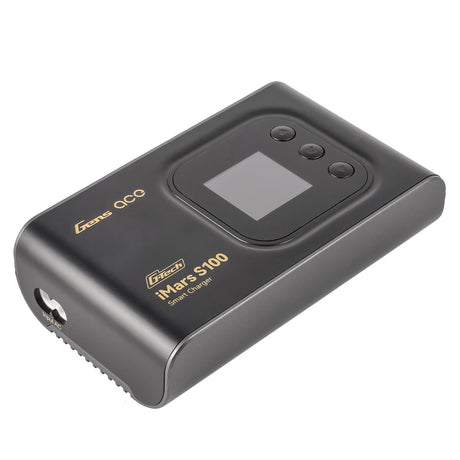 Gens Ace iMars S100 G-Tech AC Balance RC battery smart charger for RC cars, showing front view with display and control buttons.