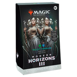 MTG Modern Horizons 3 Commander Deck box with colorful artwork and cards from Wizards of the Coast.