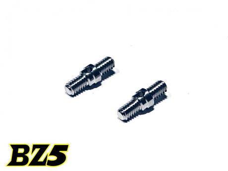 Two Atomic RC BZ5 M2x8mm front arm turnbuckles for remote control cars, shown in black on a plain background.