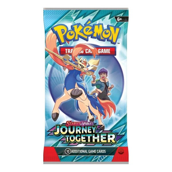 Pokemon Journey Together Booster Pack with colorful cards featuring popular Pokemon characters and vibrant artwork.