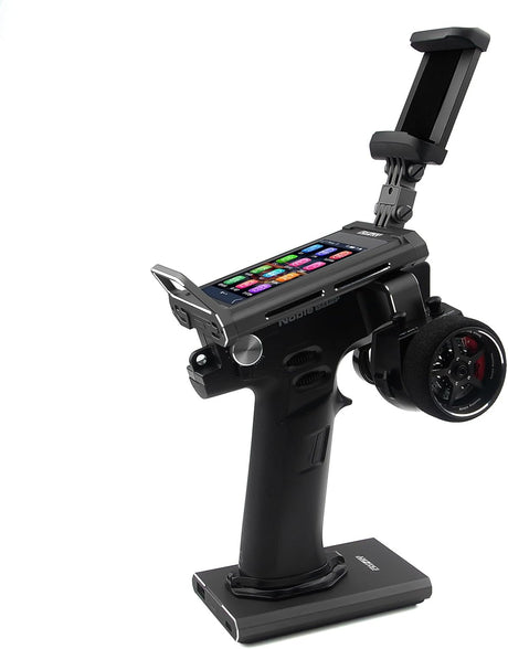 Flysky Noble NB4 Pro+ RC transmitter with FGr4B and FGr8B receivers, black handheld remote control for remote vehicle operation