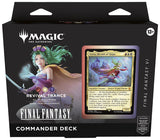 MTG: Final Fantasy Commander Decks by Wizards of the Coast, featuring colorful fantasy artwork and card decks on a white background.
