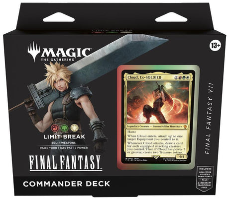 MTG Final Fantasy Commander Decks by Wizards of the Coast featuring colorful fantasy-themed cards and artwork.