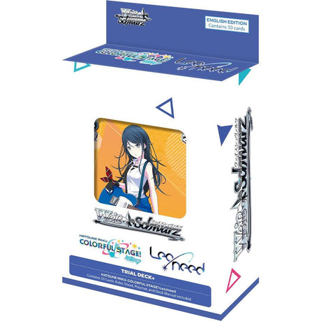 Weiss Schwarz Hatsune Miku Colorful Stage! Leo/Need Trial Deck featuring vibrant anime-style cards and artwork.