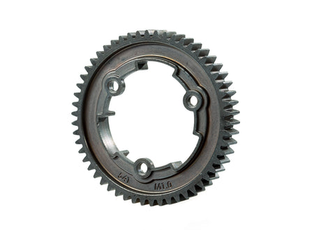 Traxxas 54-tooth wide-face steel spur gear with 1.0 mod for RC cars, shown in close-up view on a plain background.