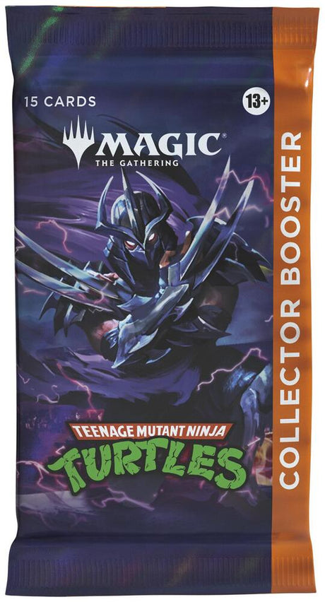 Teenage Mutant Ninja Turtles collector packs by Wizards of the Coast, featuring comic-style art and TMNT branding on card packs.