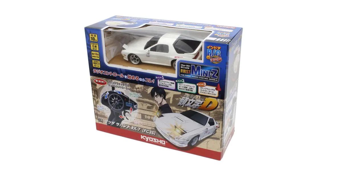 Kyosho First Mini-Z RC Mazda RX-7 FC3S Ryosuke Takahashi car parts with detailed paintwork and realistic design.
