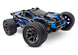 Traxxas Rustler 4X4 VXL Ultimate remote control truck shown from a three-quarter front view in blue color.