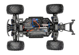 Overhead view of the Traxxas 1/10 Bigfoot 50th 4x4 RTR brushless BL-2s chassis showing off the rugged off-road design.