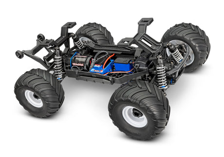 Traxxas Bigfoot 4x4 BL-2s RC monster truck with detailed chassis and off-road tires, shown from a three-quarter rear view.