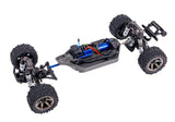 Traxxas Rustler 4X4 VXL RC truck with modular chassis, rugged off-road tires, and detailed body design for high-performance racing.