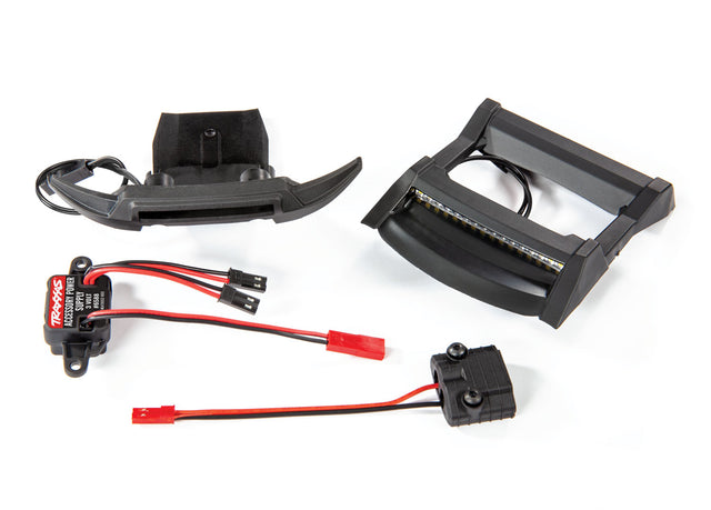 Traxxas Rustler 4x4 LED light set with multiple light components and wiring for off-road RC truck illumination.