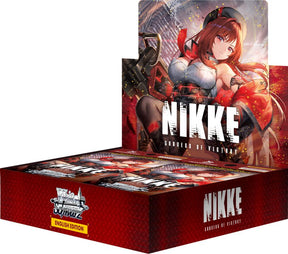 Weiss Schwarz Goddess of Victory Nikke Vol.2 booster box with colorful card illustrations and packaging design.