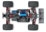 Overhead view of Traxxas 1/16 E-Revo VXL 4X4 RC truck chassis showcasing its detailed design and rugged build.