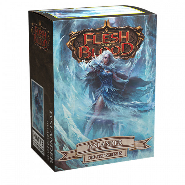 Dragon Shield Matte Flesh and Blood Lyslander art standard sleeves for trading cards, featuring colorful Lyslander character design.