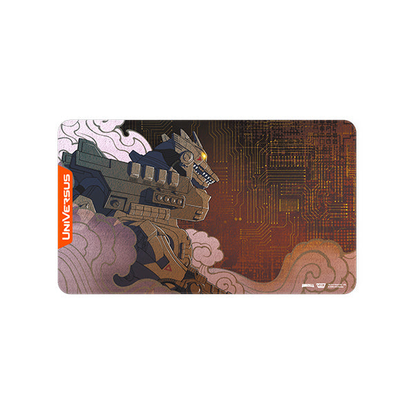 Mecha Godzilla Kiryu playmat from Universus: Godzilla Reign of Kaiju by UVS Games, featuring detailed design of the iconic kaiju.
