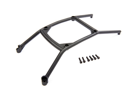 Traxxas Rear Maxx Body Support for RC truck, shown in black with mounting hardware attached.