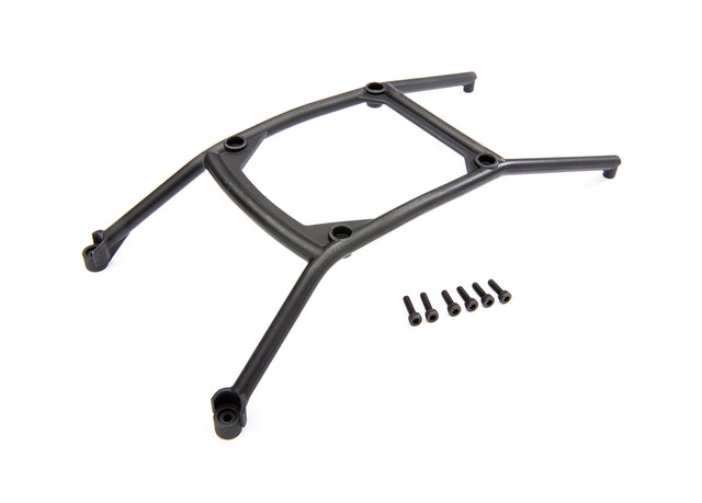 Traxxas Rear Maxx Body Support for RC truck, shown in black with mounting hardware attached.
