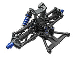 Traxxas Jato 4X4 VXL 4S RC car with colorful LED lights, showing the front suspension and bellcranks in detail
