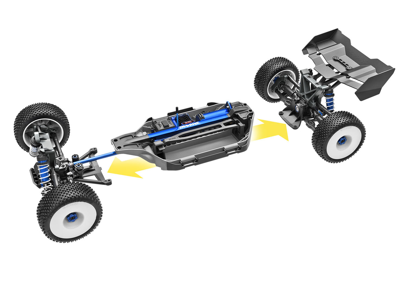 Traxxas Jato 4X4 VXL 4s remote control monster truck with modular design and vibrant red and black body.