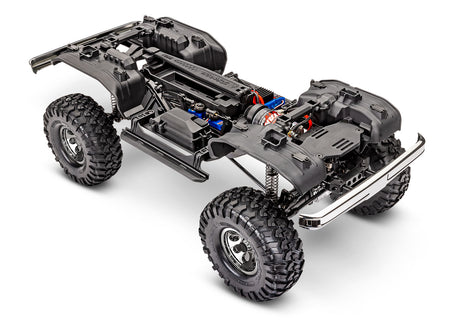Traxxas TRX-4 Chevrolet K10 High Trail Edition RC truck chassis viewed from front three-quarter angle.