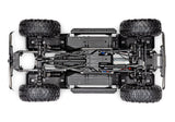 Traxxas TRX-4 Chevrolet K10 High Trail Edition RC truck chassis bottom view showing detailed suspension and drivetrain components.