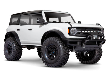 Traxxas TRX-4 2021 Ford Bronco 4x4 RTR crawler with detailed front and quarter view, showcasing rugged design and off-road features.