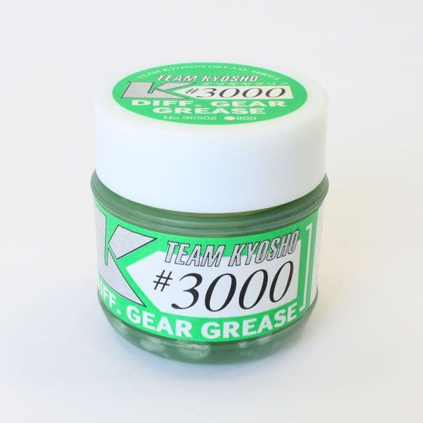 Kyosho RC car diff gear grease tube labeled #3000 for lubrication and maintenance of RC vehicle drivetrain parts.
