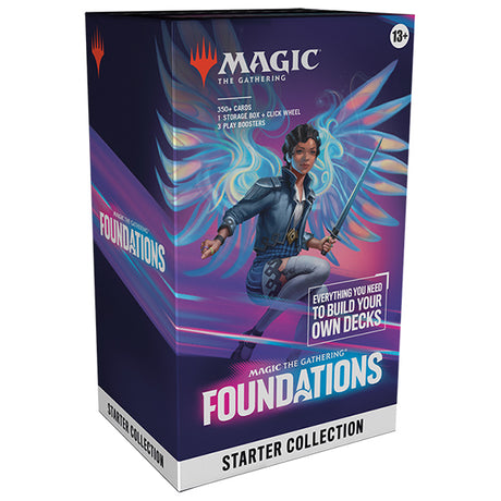 MTG Foundations Starter Collection box set by Wizards of the Coast, featuring collectible Magic: The Gathering cards and packaging.